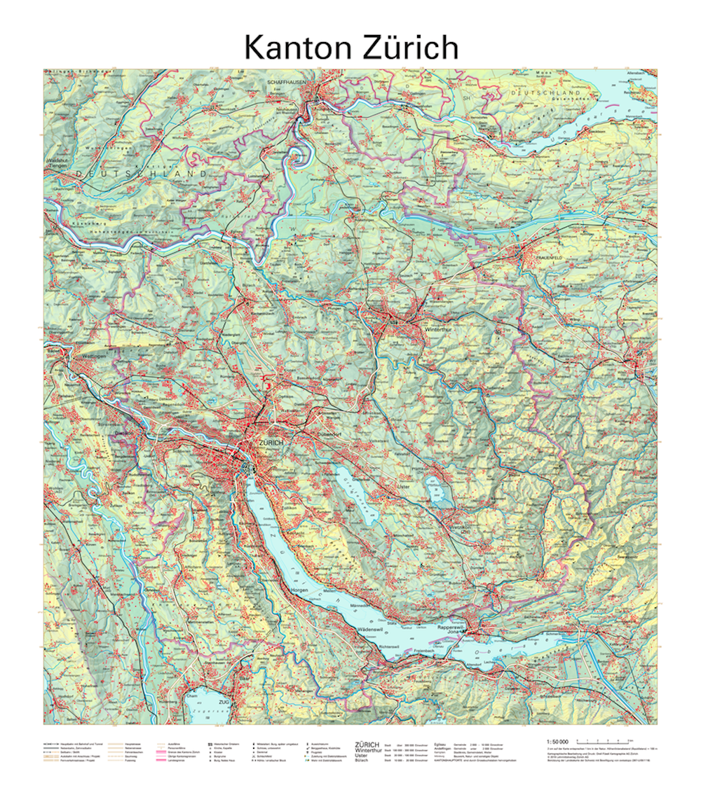 Schulkarte Kanton Zürich Schulwandkarte