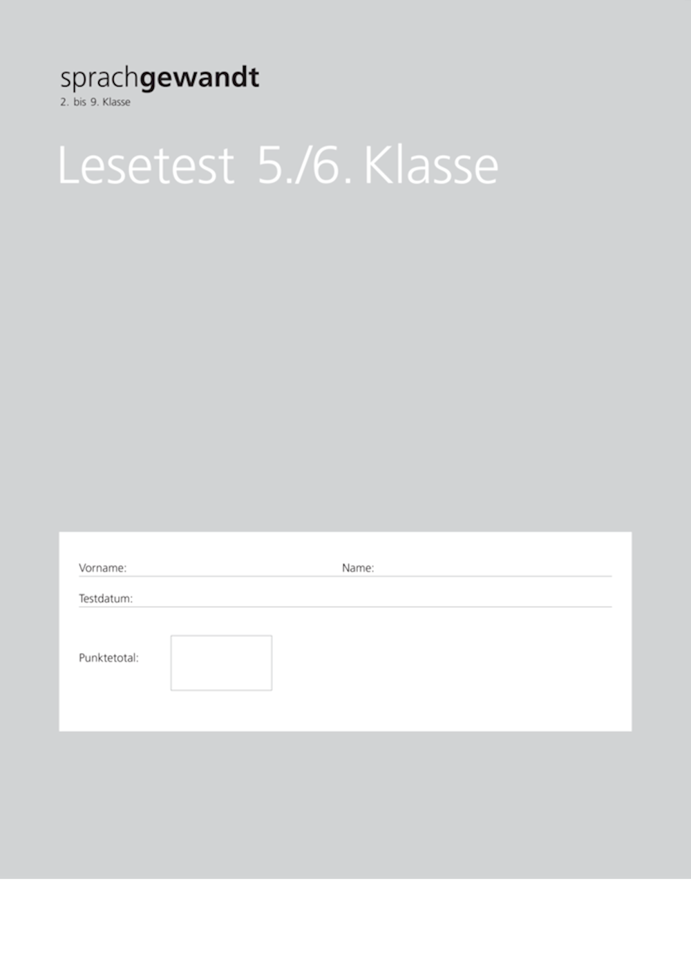 sprachgewandt 2. bis 9. Klasse Lesetest 5./6. Klas