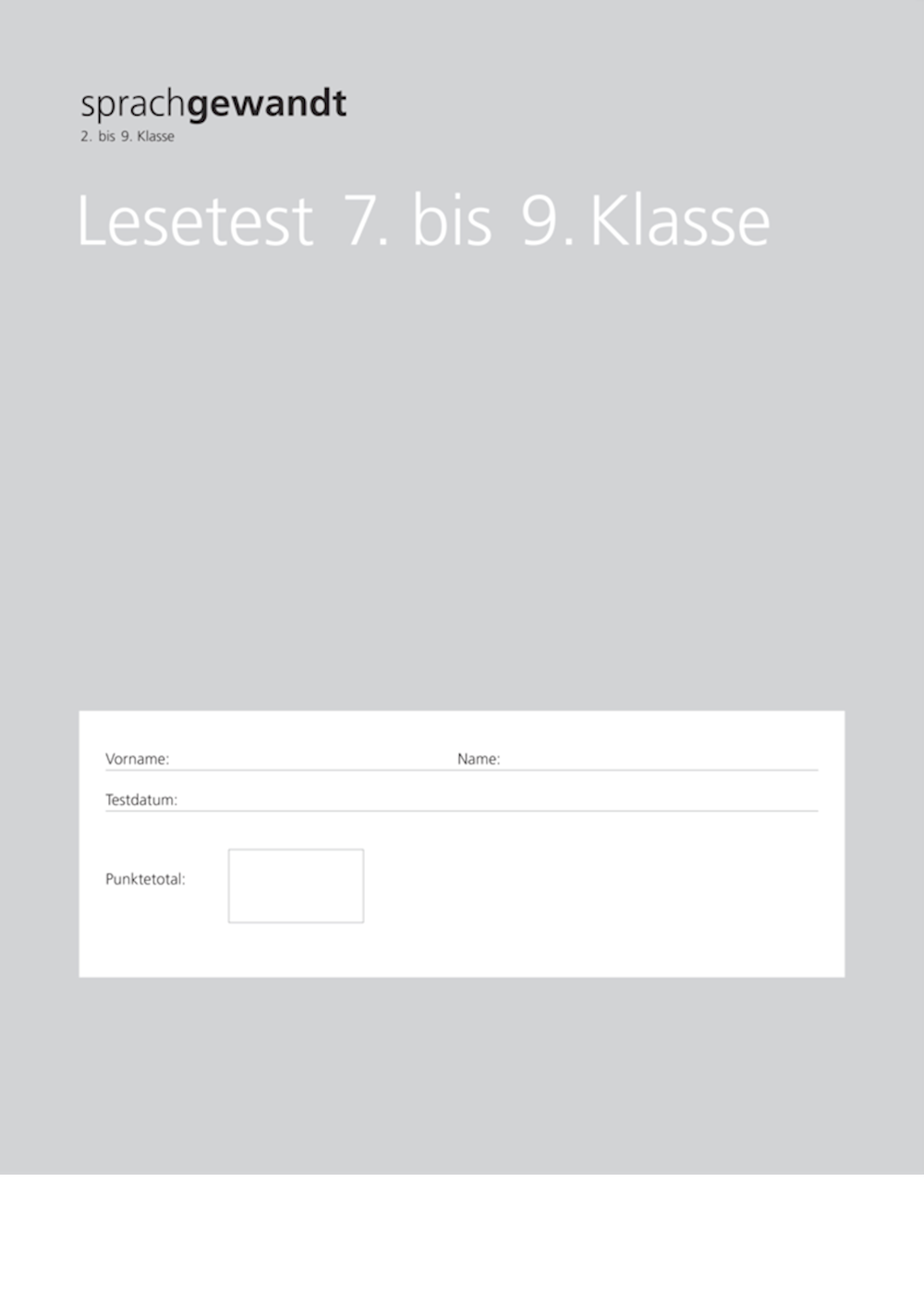 sprachgewandt 2. bis 9. Klasse Lesetest 7. bis 9.